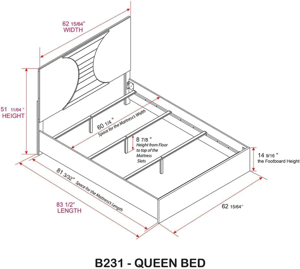 KB Designs – 5-Piece Bedroom Set with Bed LED Headboard, Dresser with Mirror, Chest and Nightstand, Modern White and Gold Finish, Queen Size Bed