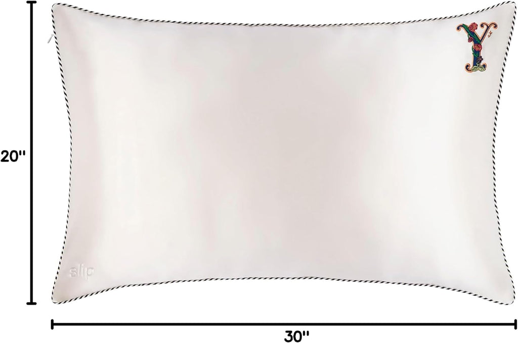 slip The Original Queen Pure Silk Pillow Case - 100% Pure 22 Momme Mulberry Silk - Queen Standard Size - Anti-Aging, Anti-BedHead, Anti-Sleep Crease, Initial Collection: Letter Y (20' x 30')