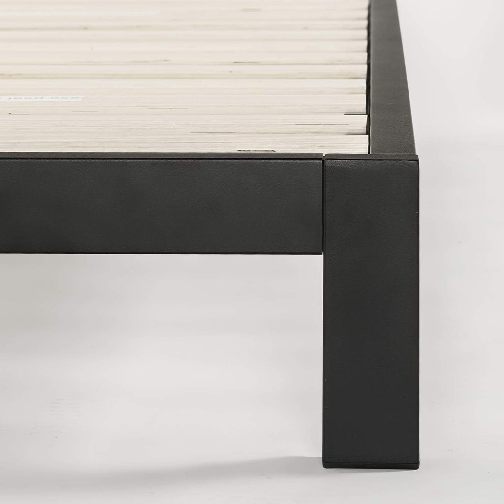 Mellow 10 inch Heavy Duty Metal Platform Bed/Wooden Slat Support/Mattress Foundation(No Box Spring Needed), Full, Black