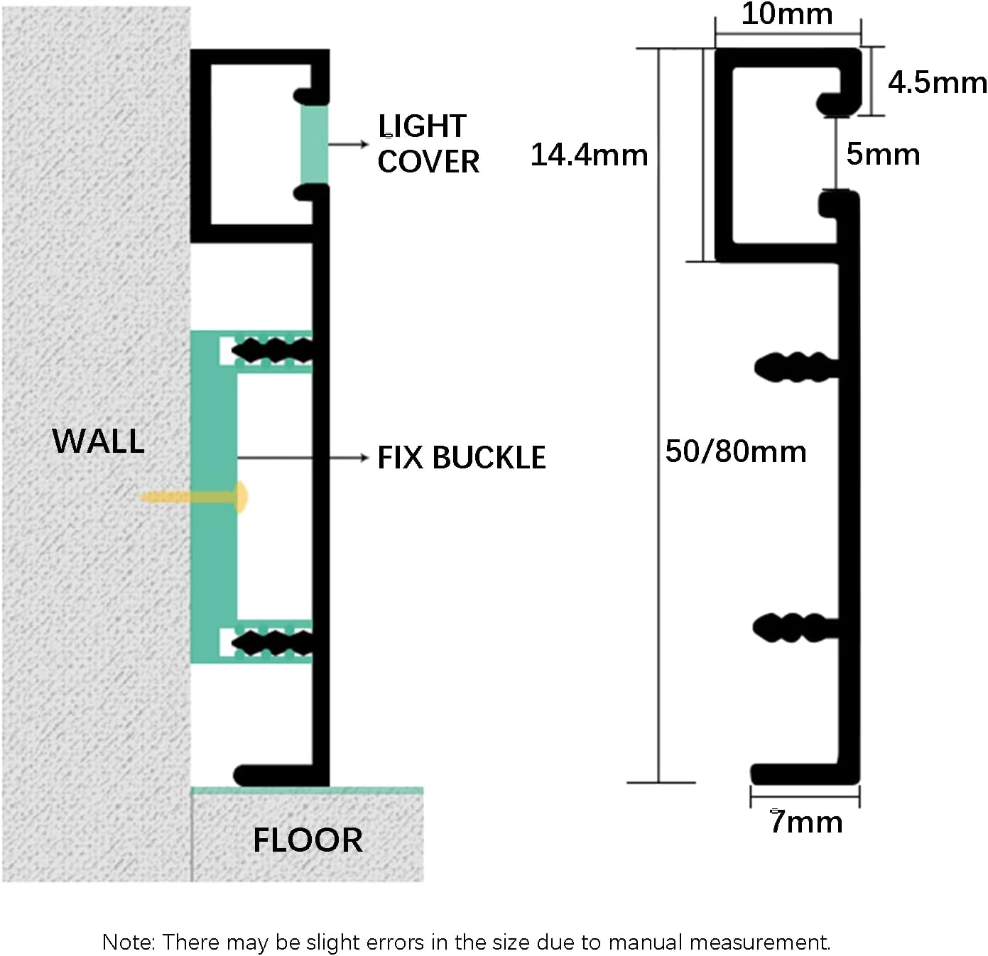 LED Aluminium Baseboard Molding Trim Height 80mm (3.15') Length 1000mm (3.28ft) Metal Wall Base Snap-on Aluminium Skirting Trim - Elevate Your Home Décor (White, 2pcs)