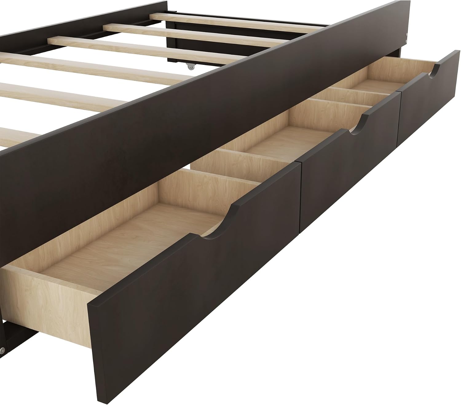 VilroCaz Modern Multi-Function Full Size Platform Bed with Trundle and 3 Drawers, Wood Captain Platform Bed Frame with Storage Headboard and Night Light, Maximized Space (Brown-H1, Full)