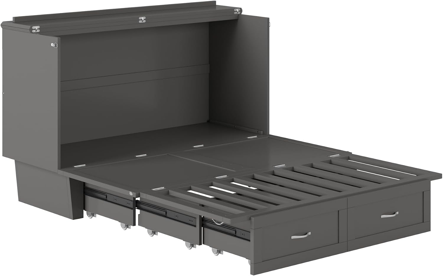 AFI, Monroe Queen Murphy Bed Chest with 6' Mattress, Storage Drawer & Built-in USB Charger, Grey
