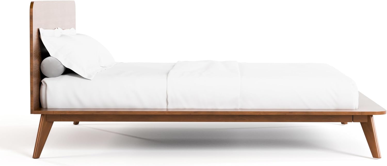 Furniture of America Wyatt Modern Solid Wood Bedroom Collection with Queen Bed Frame, Nightstands, Dresser with Mirror, Chest, No Box Spring Needed, Walnut, Standard Low Profile, 6-Piece Set