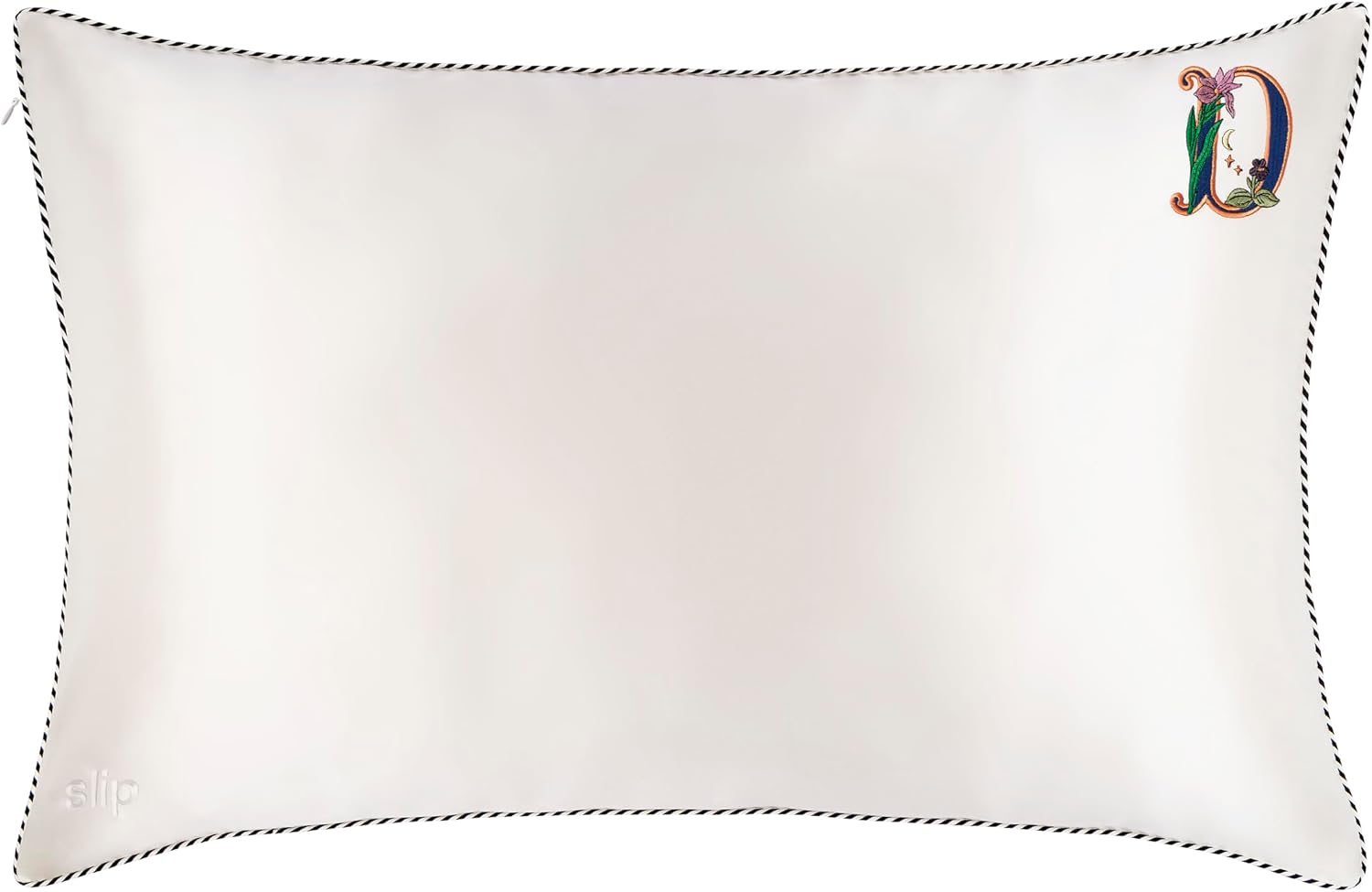 slip The Original Queen Pure Silk Pillow Case - 100% Pure 22 Momme Mulberry Silk - Queen Standard Size - Anti-Aging, Anti-BedHead, Anti-Sleep Crease, Initial Collection: Letter D (20' x 30')
