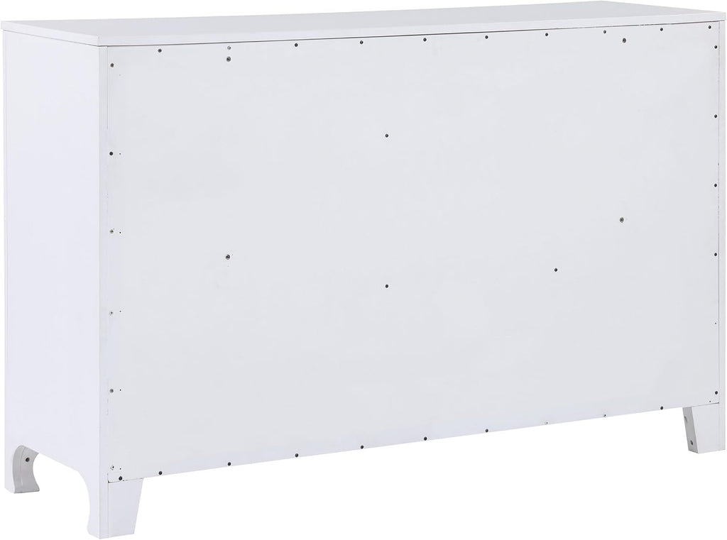 Coaster Home Furnishings Anastasia Contemporary 5-Piece Bedroom Set Boucle Upholstered California King Size Panel Bed Frame 64-inch Headboard Pearl White 224751KW-S5