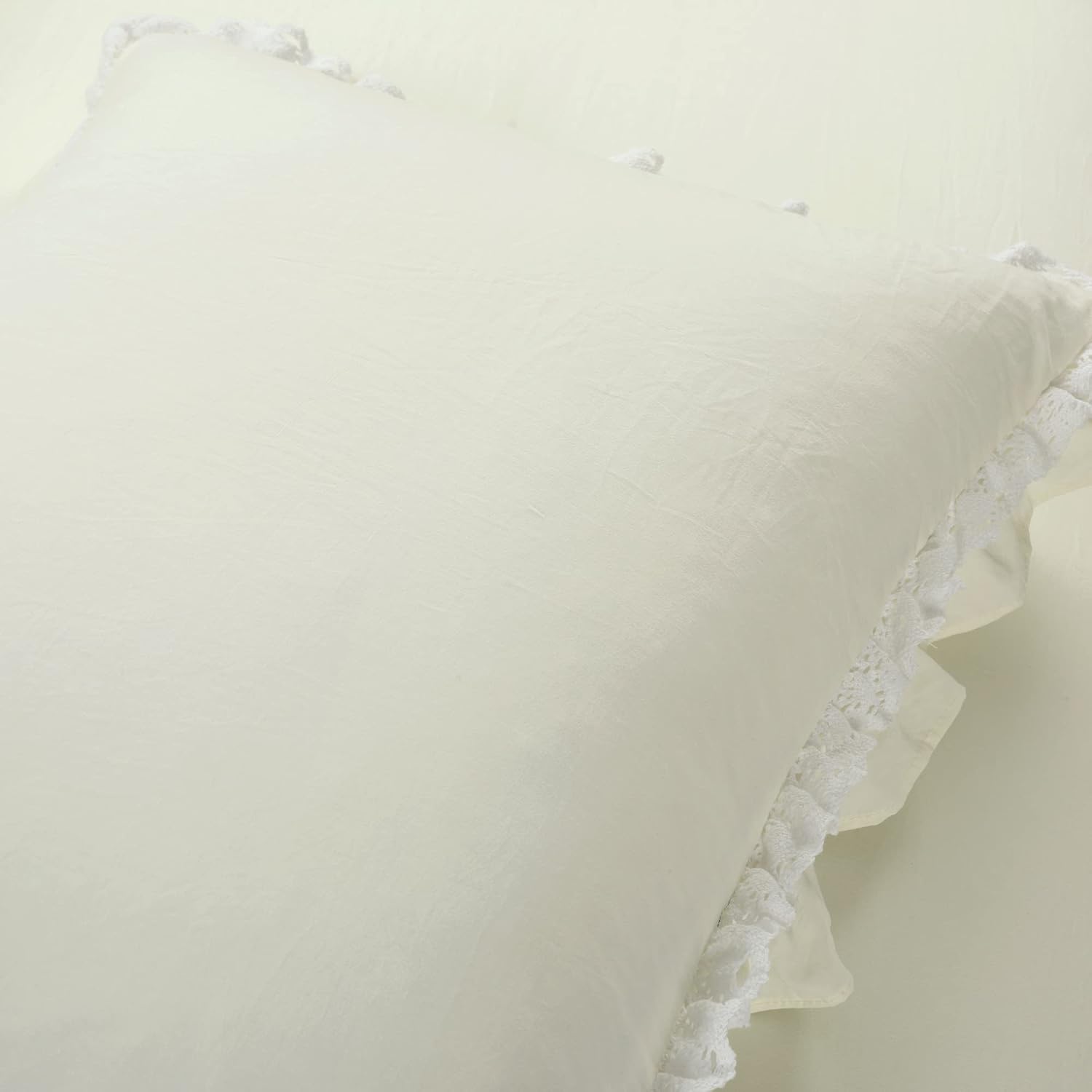 Lush Decor Ella Parisian Vintage Chic Ruffle Lace 3 Piece Comforter Set, King, Ivory