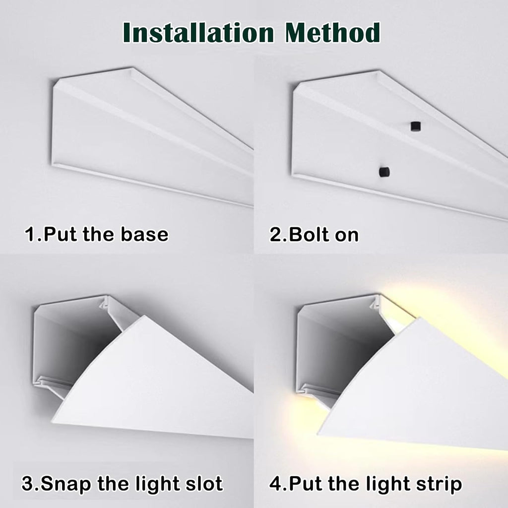 LED Crown Molding Trim, Indirect Lighting Aluminum Channel for Ceiling/Wall Corner - White Linear LED Light Strip for Home Decor (1m/3.3ft)