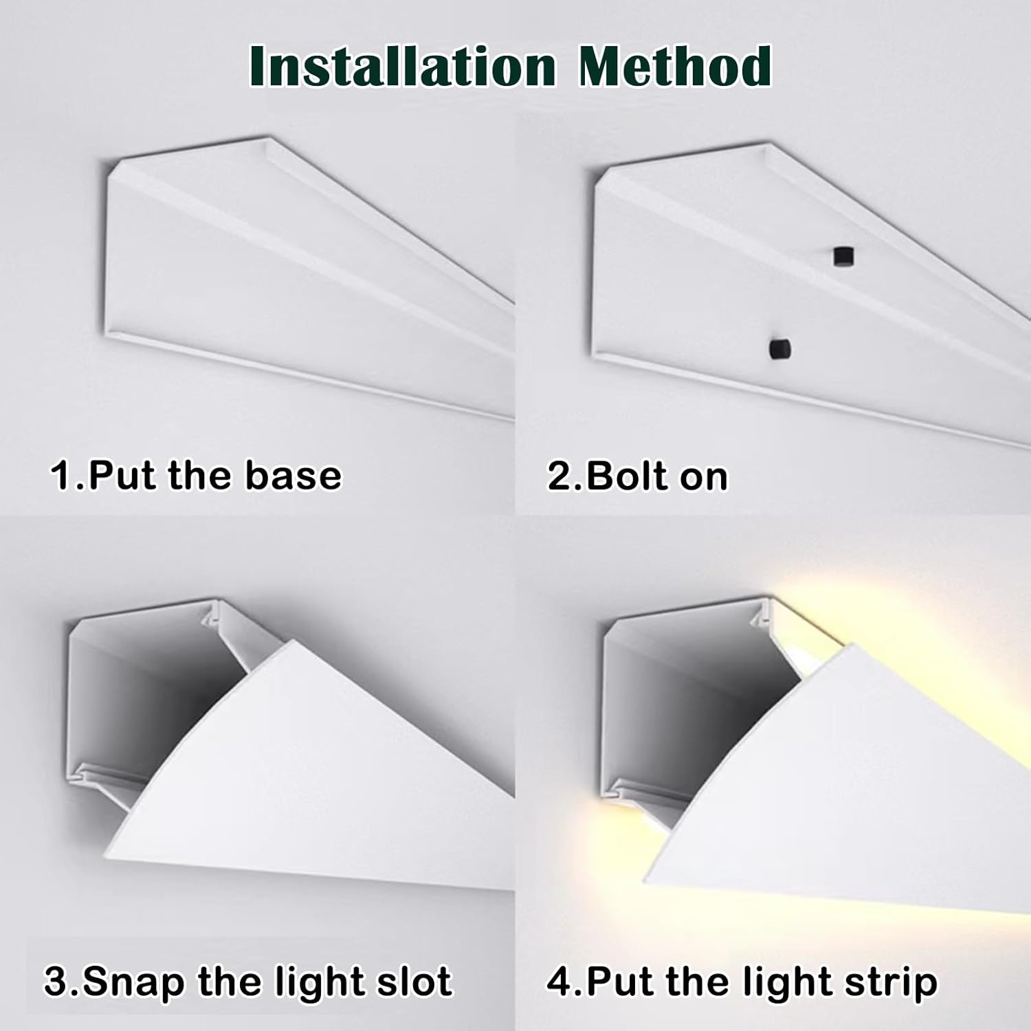 LED Crown Molding Trim, Indirect Lighting Aluminum Channel for Ceiling/Wall Corner - White Linear LED Light Strip for Home Decor (1m/3.3ft)