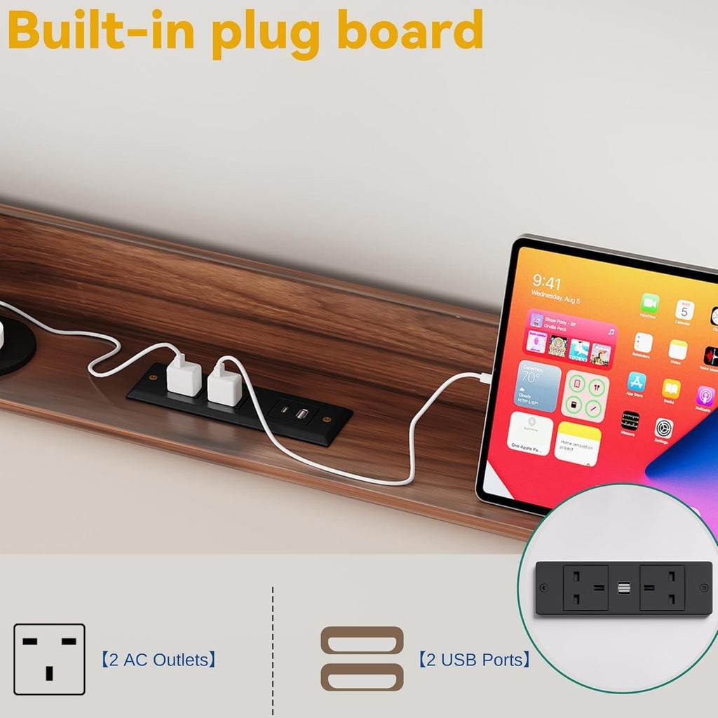 YITAHOME Floating Bed Frame King with USB-C/A Charging Station & Led Light, PU Upholstered Platform Bed with Hidden Storage Headboard, Heavy Duty Metal Slats, No Box Spring Needed, Beige