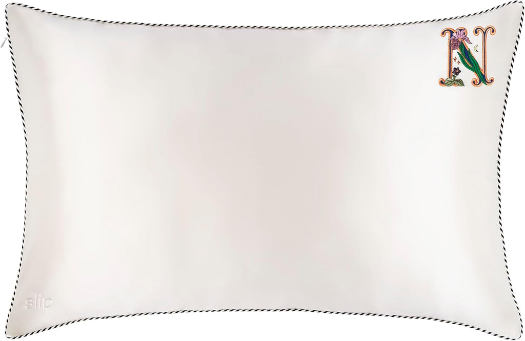 slip The Original Queen Pure Silk Pillow Case - 100% Pure 22 Momme Mulberry Silk - Queen Standard Size - Anti-Aging, Anti-BedHead, Anti-Sleep Crease, Initial Collection: Letter N (20' x 30')
