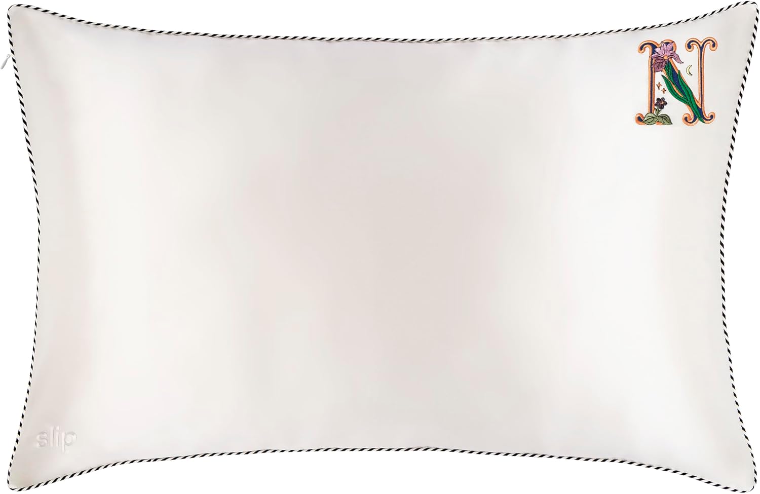 slip The Original Queen Pure Silk Pillow Case - 100% Pure 22 Momme Mulberry Silk - Queen Standard Size - Anti-Aging, Anti-BedHead, Anti-Sleep Crease, Initial Collection: Letter N (20' x 30')