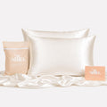 Sillo Silk Pillow Cases 2 Pack - 22 Momme Mulberry Silk Pillowcases for Hair and Skin, Anti Acne Pillow Case, Hypoallergenic Silver-Infused, Envelope Closure, King (Ivory White)