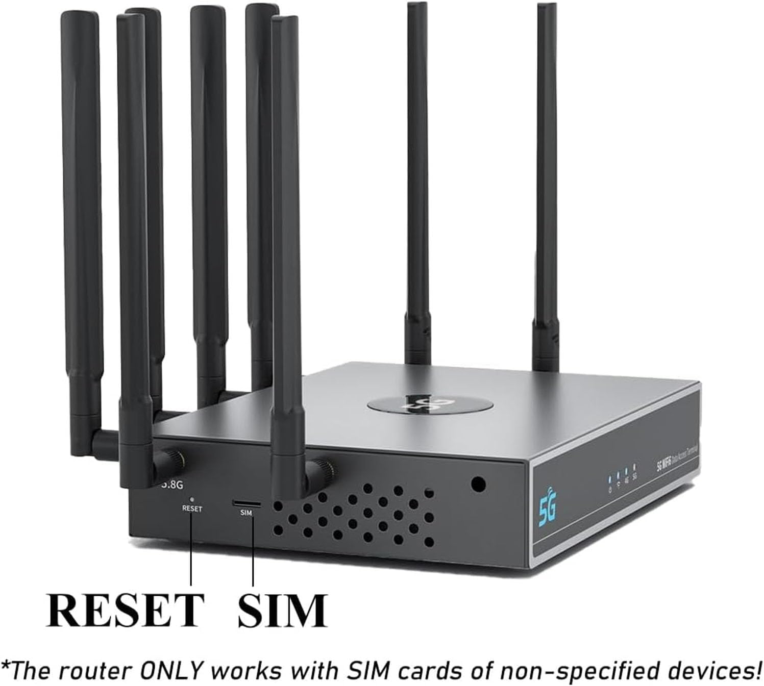 Dual Band 5G WiFi 6 CPE Router, NR SA NSA 5G Cellular Router with SIM Card Slot,2.5Gbps WAN/LAN Port, SDX62, 4x4 MU MIMO, Detachable Antennas, 100 Devices Simultaneously (Black)