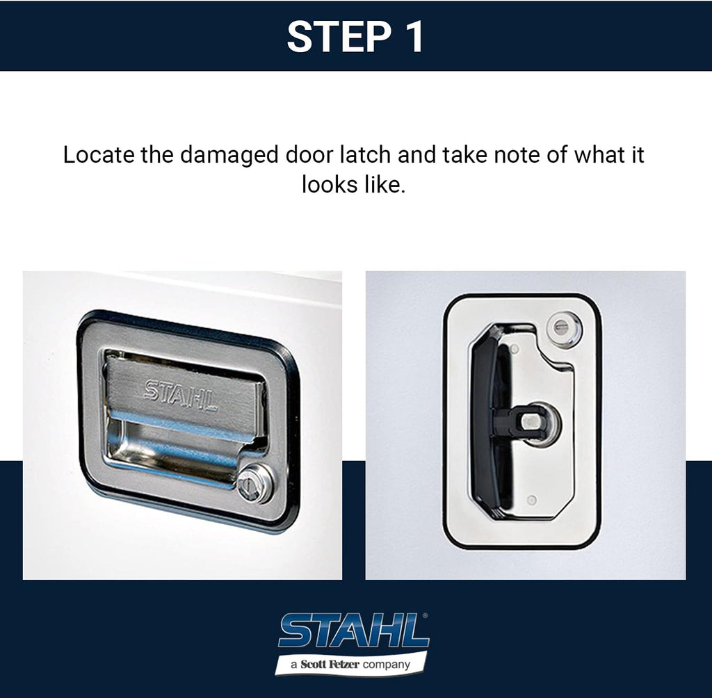 Stahl - 62013-001-KIT - Replacement Rivet-On Rotary Paddle Latch Kit with Stainless Steel Handle and Unpainted Latch Pan