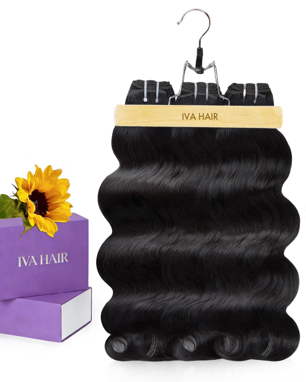 IVA 16A Body Wave Bundles Human Hair, 100% Raw Human Hair Bundles 14 16 18 Inch, Triple Lifespan, No Tangle No Shedding, Repeated Washes Maintain Silky Texture