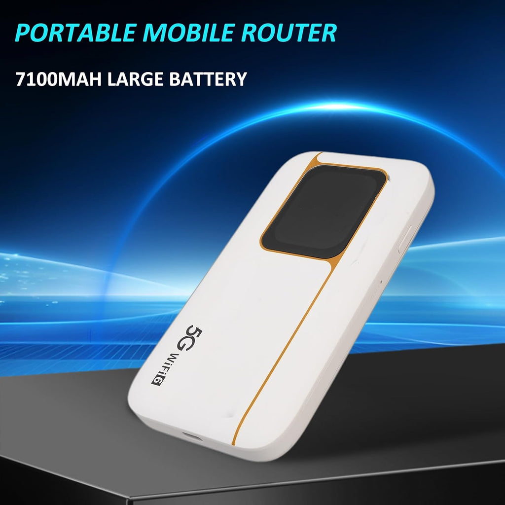 5G Mobile Hotspot, WiFi 6 2.4GHz 5.8GHz Portable Router with Sim Card Slot, 16 Connected Devices, IP67, 7100mAh, Touch Screen, Pocket Hotspot for Travel