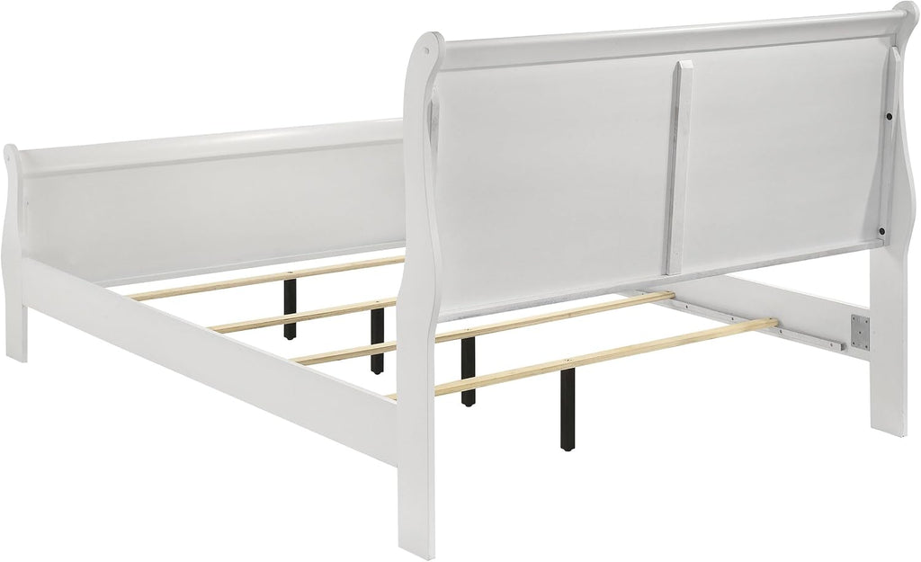 Coaster Home Furnishings Louis Philippe Traditional 5-Piece Bedroom Set Queen Size Sleigh Bed Frame 47-inch Headboard White 202441Q-S5