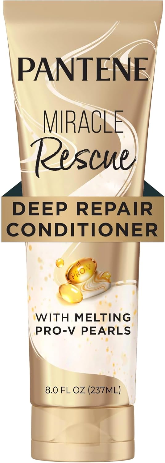 Pantene Miracle Rescue Deep Conditioner with Melting Pro-V Pearls - For Dry,Damaged,or Color-Treated Hair - Intense Moisture & Repair - 8.0 Oz,(Pack of 12)
