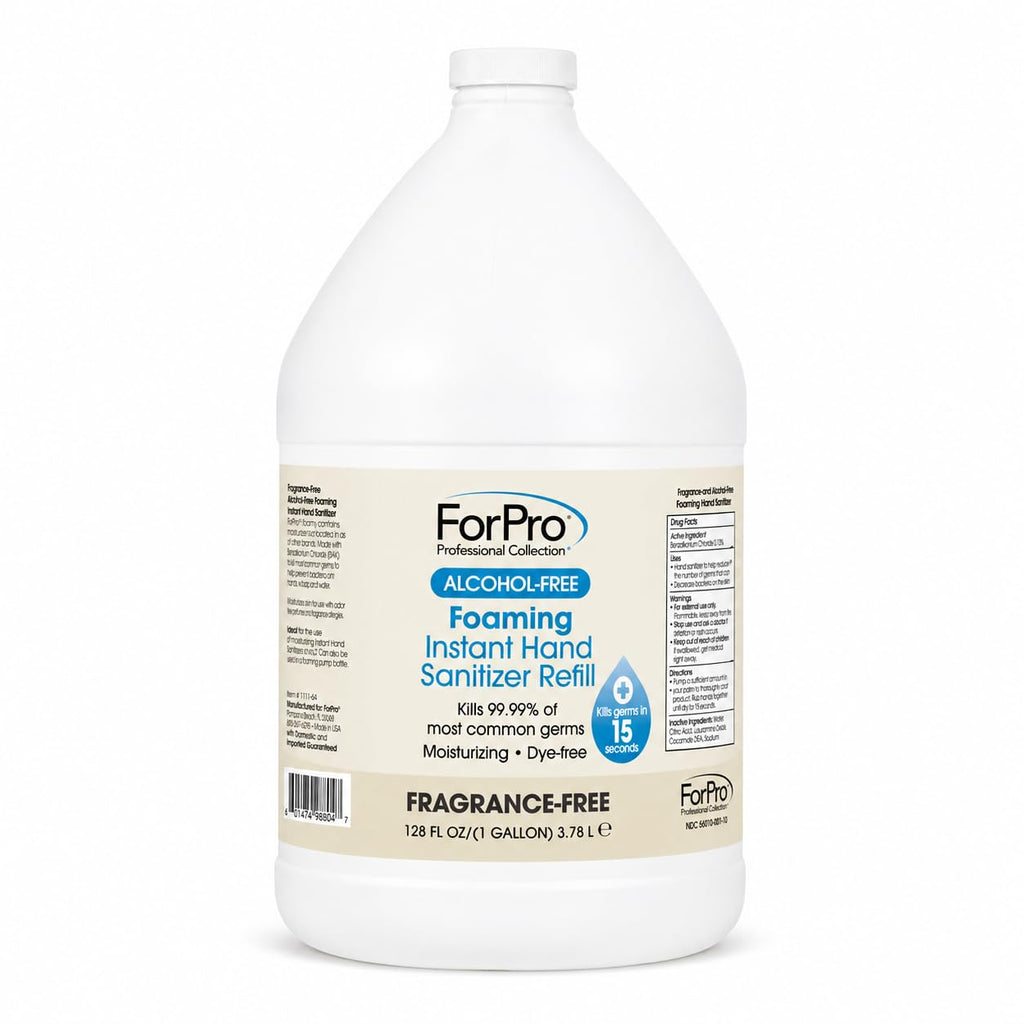 ForPro Alcohol-Free Foaming Instant Hand Sanitizer, Moisturizing, Dye-Free Formula, Fragrance Free, 1 Gallon Refill (Pack of 4)