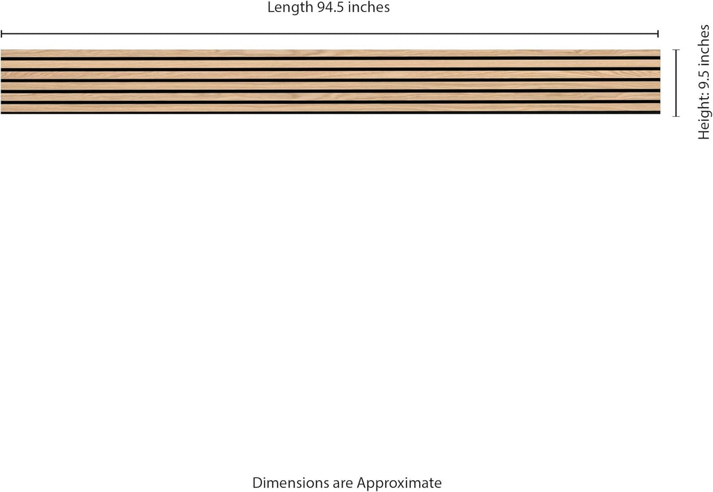 MSI 4-Pack Acoustic Wood Slat Wall Panels for Interior Decor, 3D Fluted Sound Absorbing Wood Paneling for Accent Wall Ceiling Kitchen Living Room Bedroom, Eco-Friendly MDF - 9.5 in. x 94.5 in. Natural