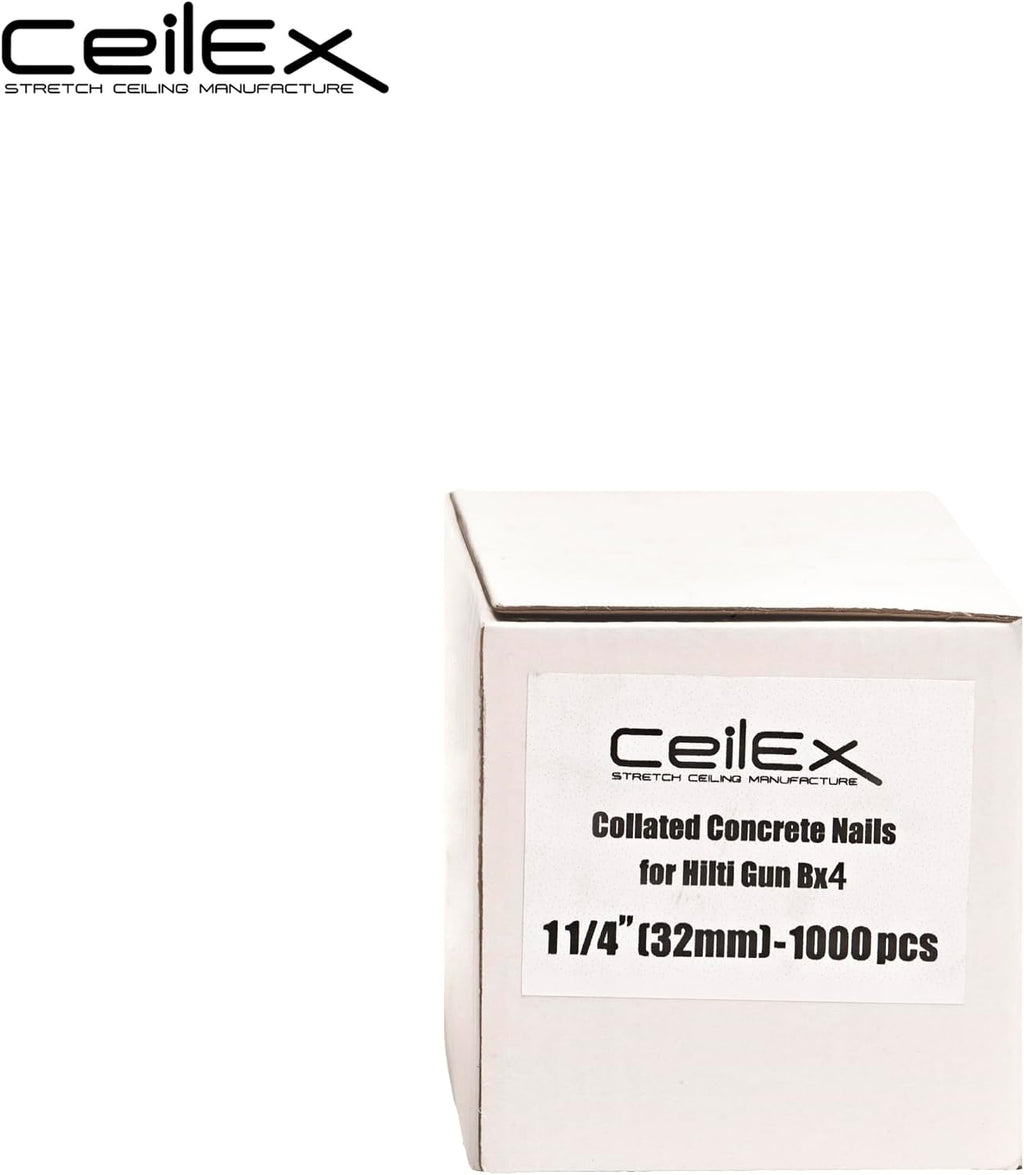 1000x Collated Concrete Nails 5/8''-16mm,3/4''-19mm,7/8''-22mm,1''-25mm,1 1/16''-27mm,1 1/4''-32mm,500x 1 1/2''-38mm,or 200x Plastic Cable Trunking Fastener - for Hilti only B4 MX,BX4 (1 1/4'' (32mm))
