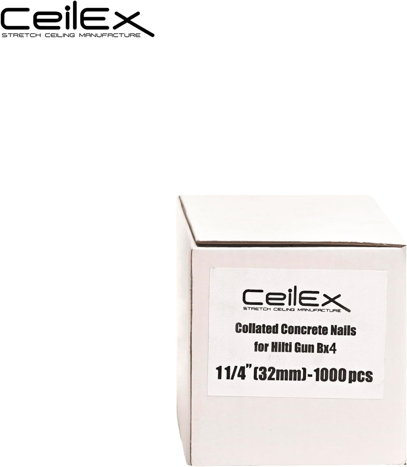 1000x Collated Concrete Nails 5/8''-16mm,3/4''-19mm,7/8''-22mm,1''-25mm,1 1/16''-27mm,1 1/4''-32mm,500x 1 1/2''-38mm,or 200x Plastic Cable Trunking Fastener - for Hilti only B4 MX,BX4 (1 1/4'' (32mm))