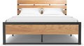 BONSOIR Queen Size Bed Frame Steady Steel Platform with Wood Headboard/Footboard,No Box Spring Needed, Easy Assembly, Squeaking Free (Queen Size)