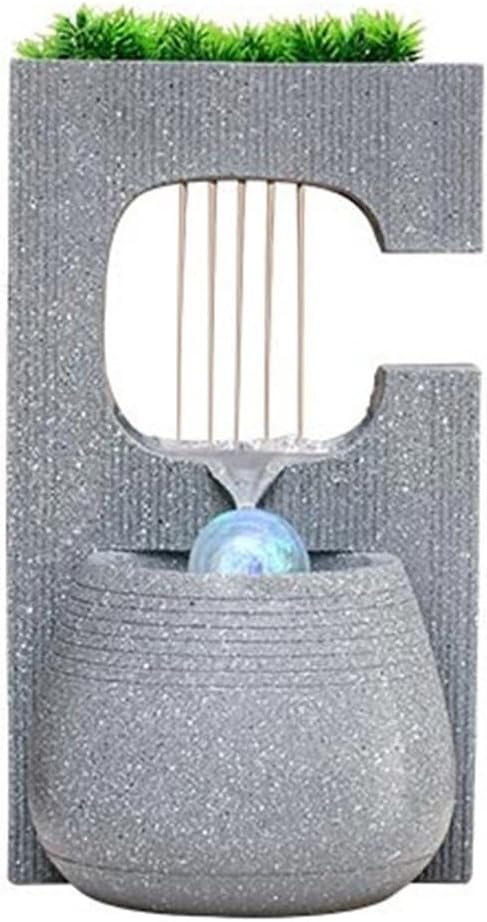 Tabletop Fountain Waterfall Minimalist Tabletop Fountain Water Features Indoor Waterfall Fountains for Home Office Decoration(Gris)