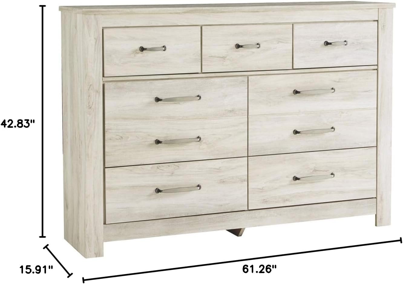 Signature Design by Ashley Bellaby Farmhouse 7 Drawer Dresser, Whitewash