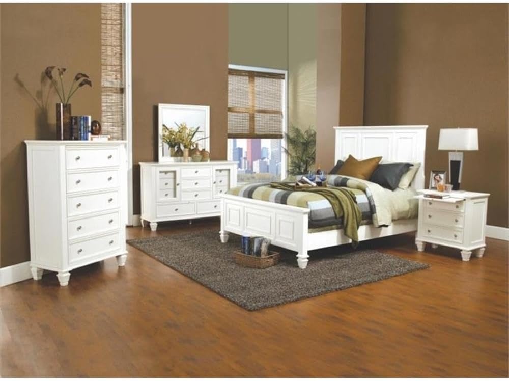 Coaster Sandy Beach Eastern King Bed 5-Piece Set, Cream White