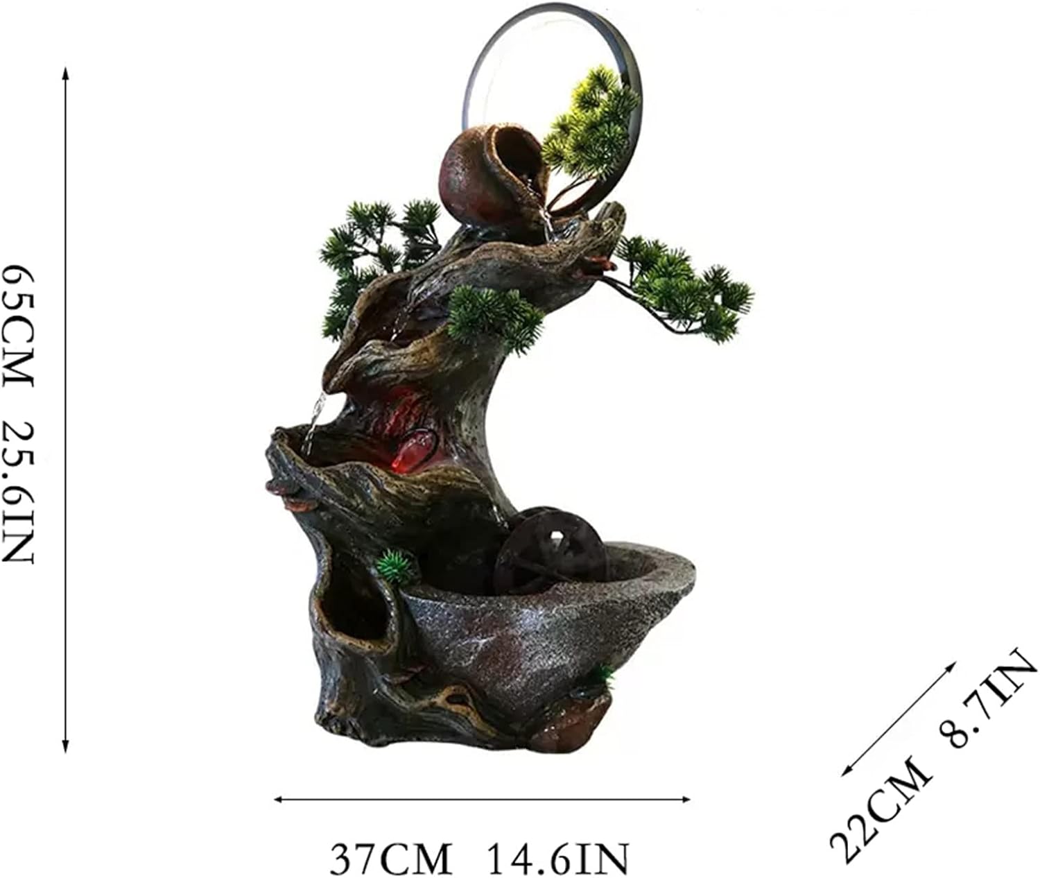 Indoor Water Fountain Tabletop Fountains Desktop Landscape Ornaments with Aperture Office Micro Landscape Landscaping Small Rockery Flowing Water Fountain Home Decoration Meditation Fountain