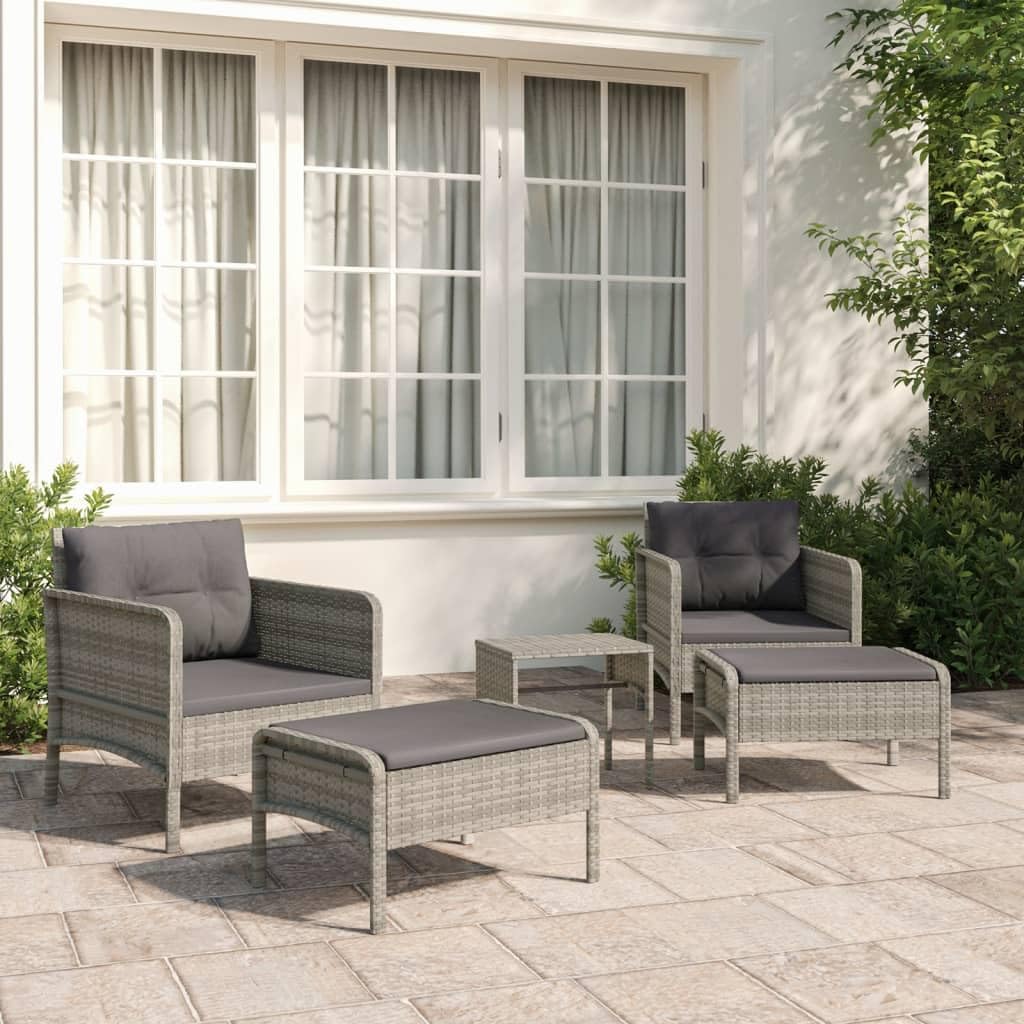 5 Piece Patio Lounge Set with Cushions Gray Poly Rattanqueen Bed Frame with headboard Queen Size Bed Frame King Size Bed Frame King Platform Bed Frame Metal Bed Frame Queen Size