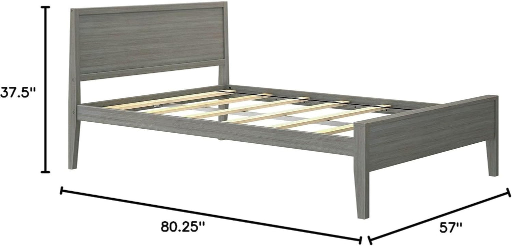 Plank+Beam Solid Wood Full Bed Frame with Panel Headboard, Modern Full Platform Bed with Wood Slat Support, No Box Spring Needed, Clay