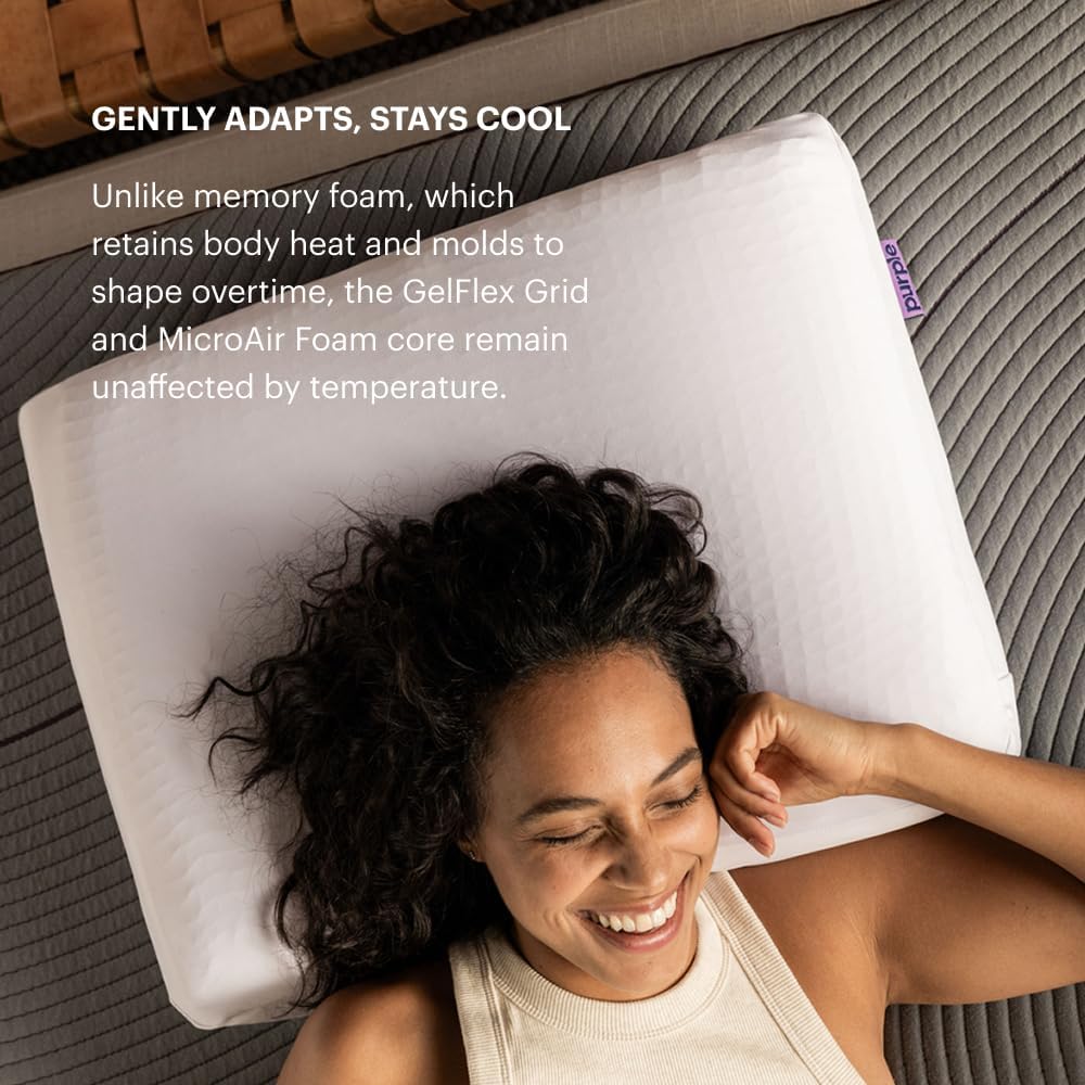 Purple DreamLayer Pillow - King Size, Multi-Layered GelFlex Grid & MicroAir Foam for Support & Pressure Relief - Customizable Height with Removable Foam Booster Layers