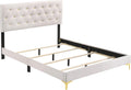 Coaster Home Furnishings Kendall 5-piece Modern Bedroom Set Eastern King Size Upholstered Tufted Bed Frame Velvet Upholstery Nightstand Dresser Mirror and Chest White 224401KE-S5