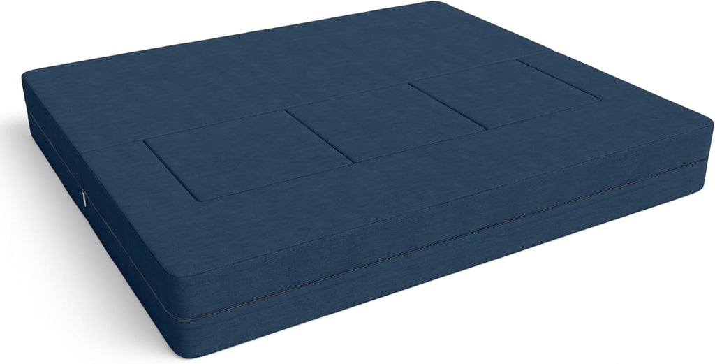 Jaxx Zipline Convertible Sleeper Sofa & Three Ottomans/California King-Size Bed, Textured Microvelvet - Indigo