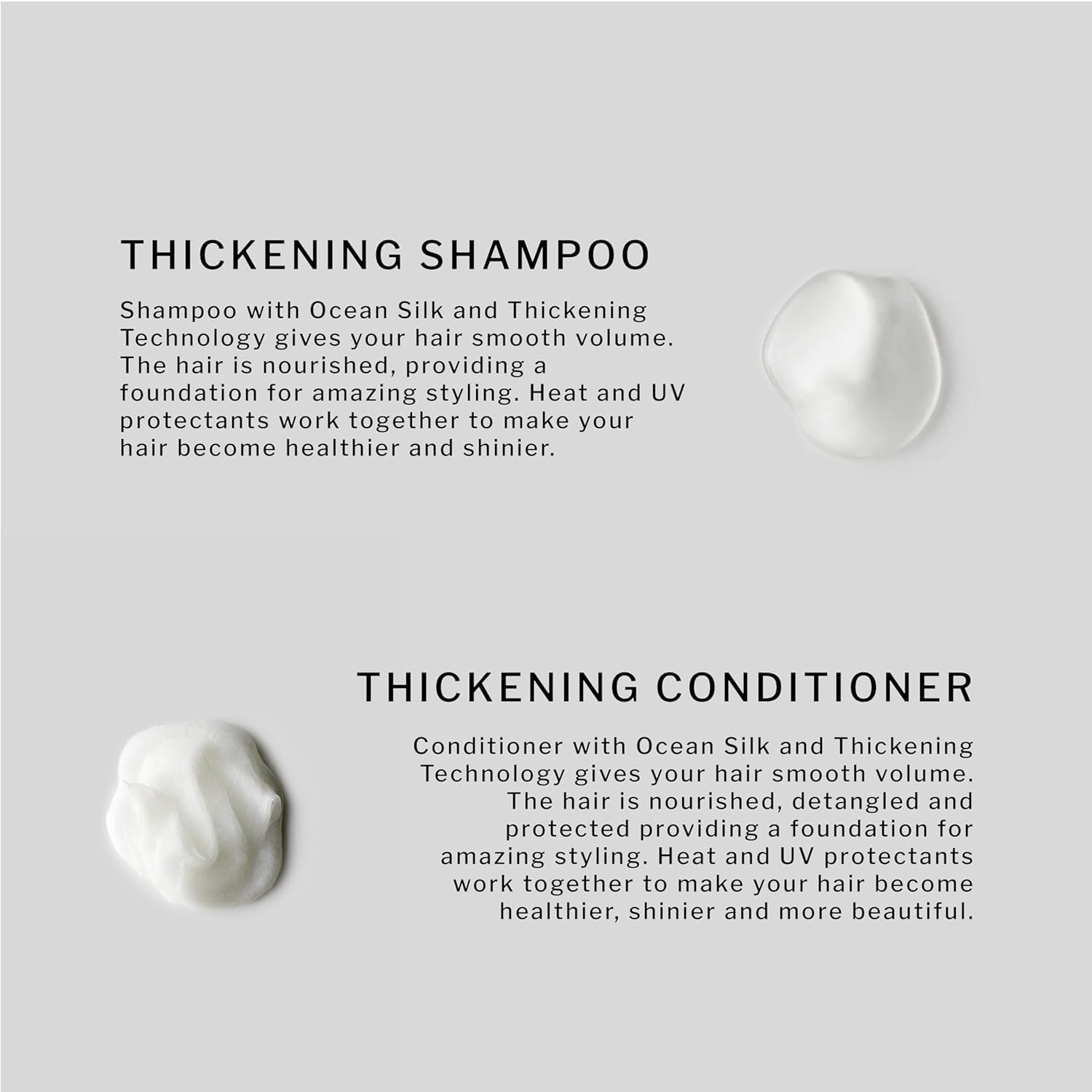 SACHAJUAN Thickening Shampoo and Conditioner Set | Ocean Silk & Thickening Technology to Add Volume and Nourish Hair | Heat & UV Protection | Vegan & Paraben-Free | Set of 2 (33.5 oz)