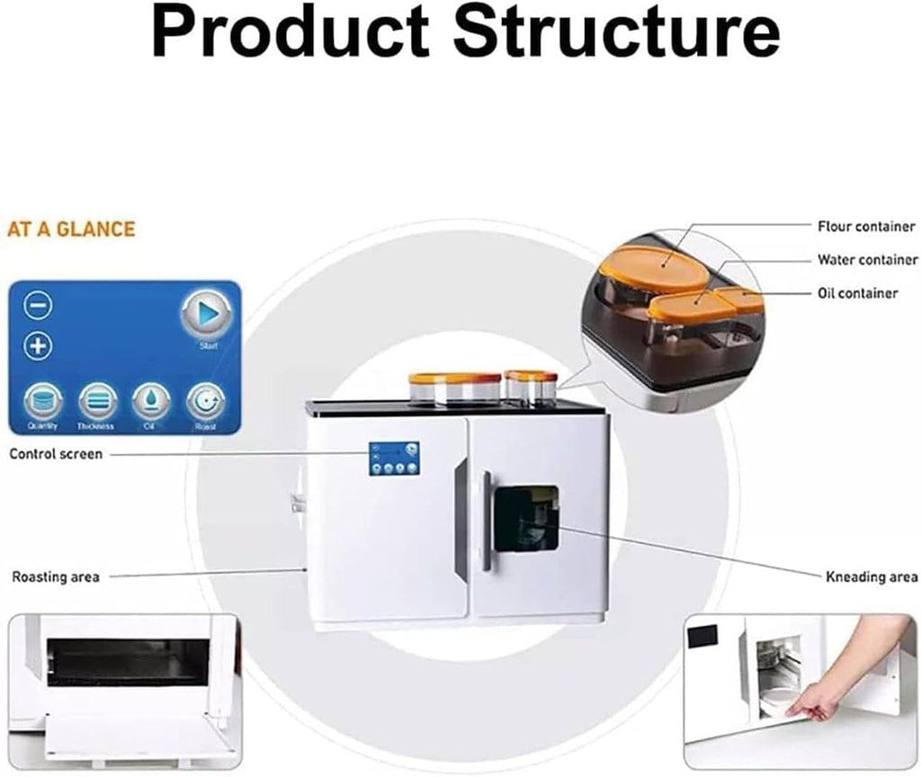Fully Automatic Roti Maker with Touchscreen - One-Click 20-Piece Batch for Roti, Chapati, Tortilla & Pancake - Adjustable Thickness