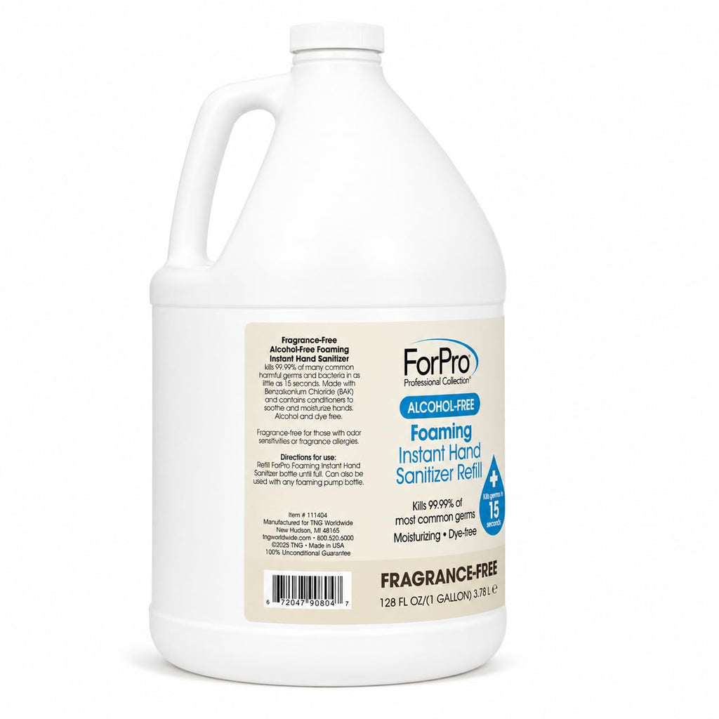 ForPro Alcohol-Free Foaming Instant Hand Sanitizer, Moisturizing, Dye-Free Formula, Fragrance Free, 1 Gallon Refill (Pack of 4)