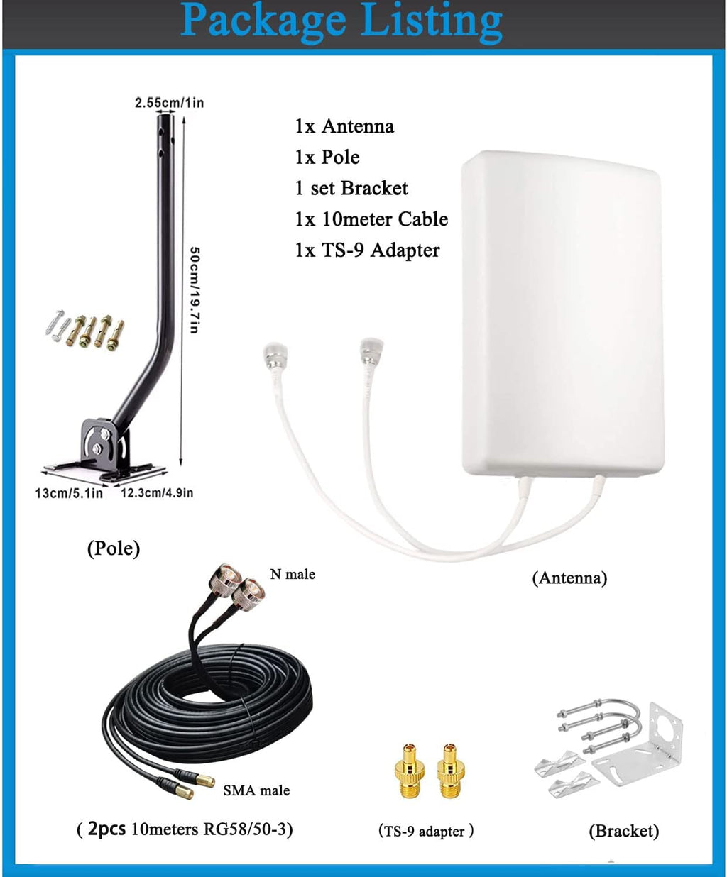 SignalPlus 2x2 MIMO Antenna for T Mobile Home Internet, Outdoor 4G LTE Directional Antenna for Modem/Router