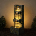 Bumilgar 32.28' H 4-Tier Indoor/Outdoor Modern Water Fountain with Led Lights and Pump, Outdoor Freestanding Cascading Waterfall - Suitable for Garden, Patio, Porch, Yard and Outdoor Decor