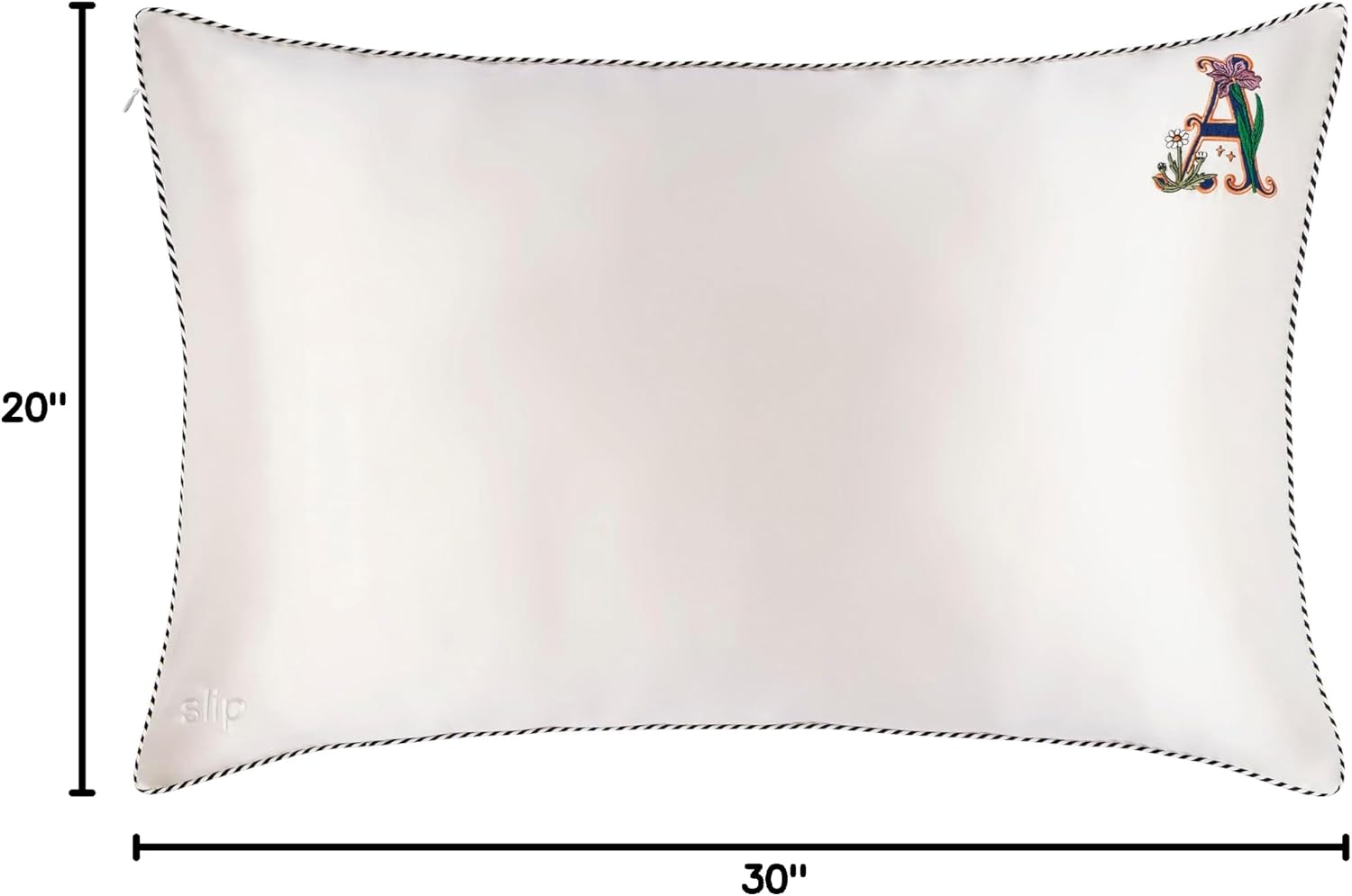 slip The Original Queen Pure Silk Pillow Case - 100% Pure 22 Momme Mulberry Silk - Queen Standard Size - Anti-Aging, Anti-BedHead, Anti-Sleep Crease, Initial Collection: Letter A (20' x 30')