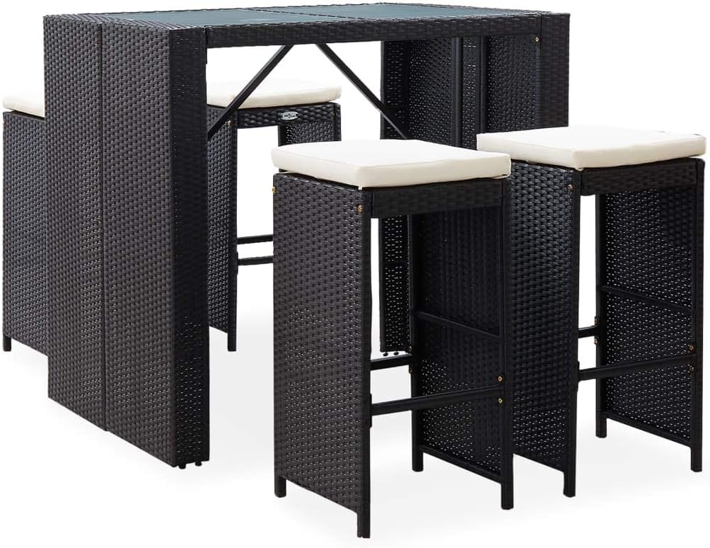 5 Piece Patio Bar Set Poly Rattan and Glass Blackqueen Bed Frame with headboard Queen Size Bed Frame King Size Bed Frame King Platform Bed Frame Metal Bed Frame Queen Size