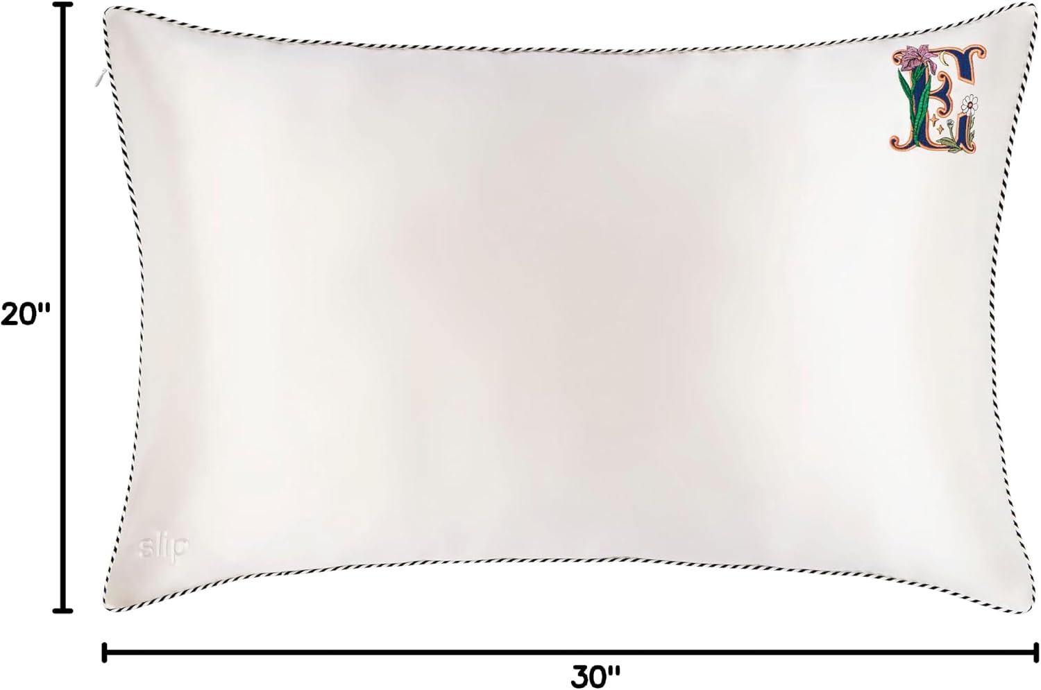 slip The Original Queen Pure Silk Pillow Case - 100% Pure 22 Momme Mulberry Silk - Queen Standard Size - Anti-Aging, Anti-BedHead, Anti-Sleep Crease, Initial Collection: Letter E (20' x 30')