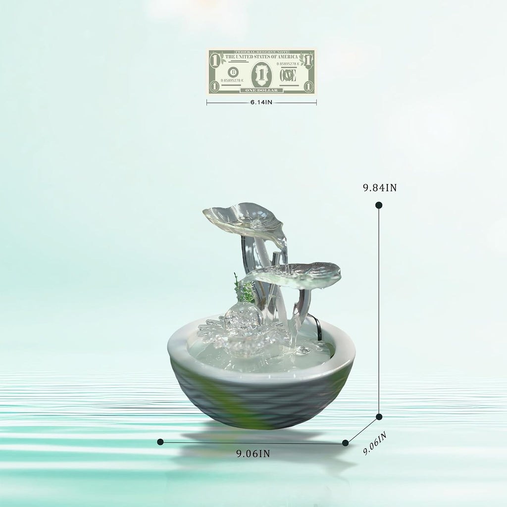 Tabletop Water Fountain Indoor - Water Fountain Decor for Meditation, Relaxation for Yoga, Study, Tea, Living Room, Office, Beauty Club Decor