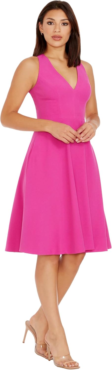 Dress the Population Women's Catalina Solid Sleeveless Fit & Flare Midi Dress