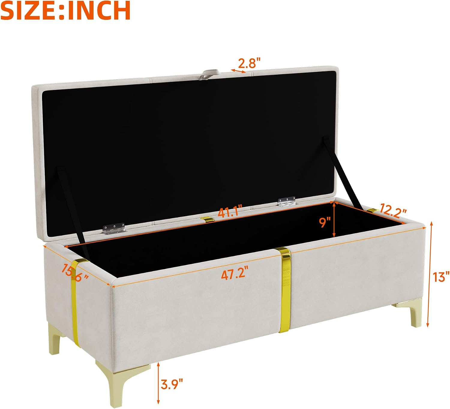 JIVOIT Elegant Design 2-Pieces Bedroom Sets, Queen Size Upholstered Platform Bed with Hydraulic Storage System, Upholstered Storage Ottoman with Metal Legs, Space Saving Design (Beige,Sets,5)