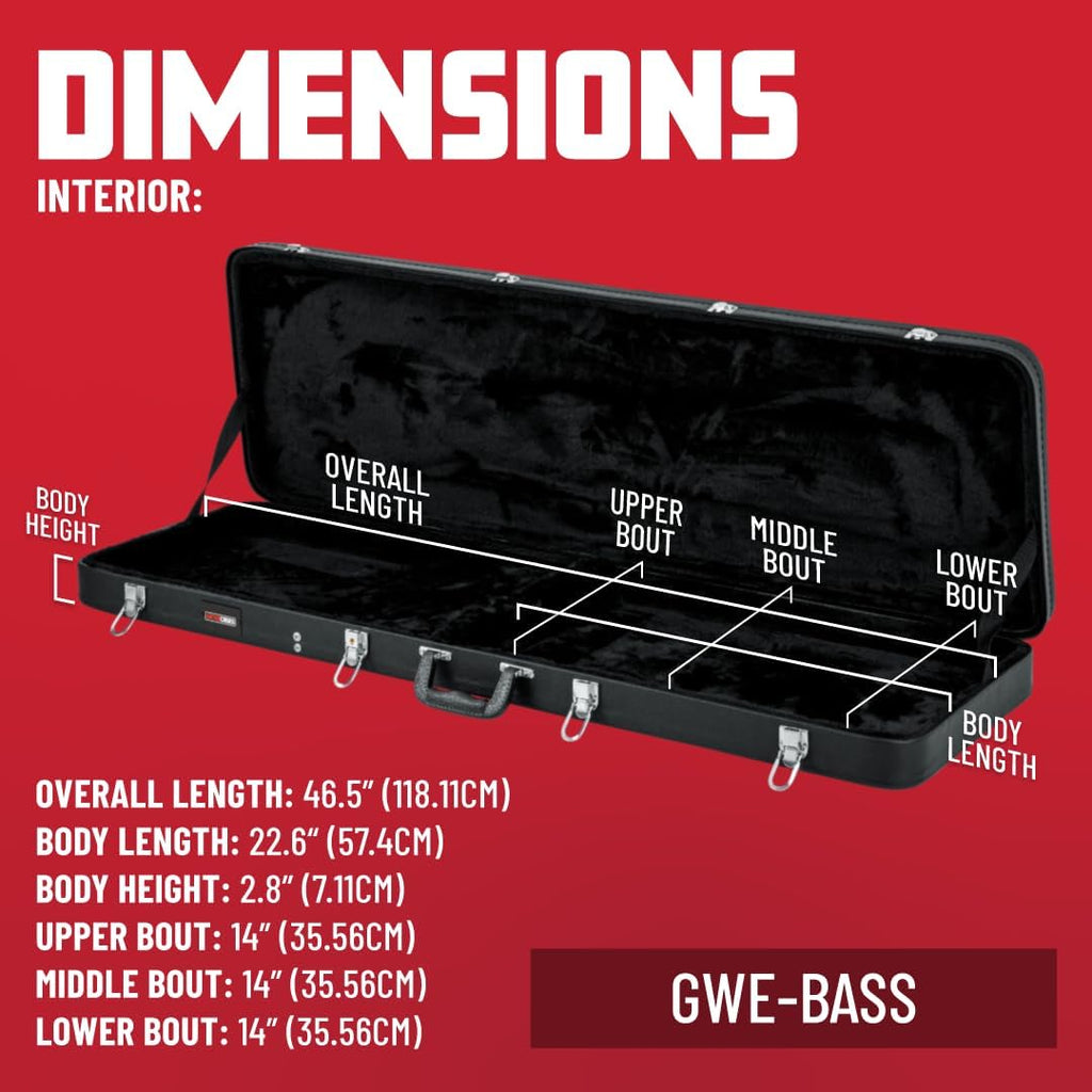 Gator Cases Hard-Shell Wood Case for Electric Bass Guitars, Fits Fender Precision/Jazz Bass, & More (GWE-BASS)