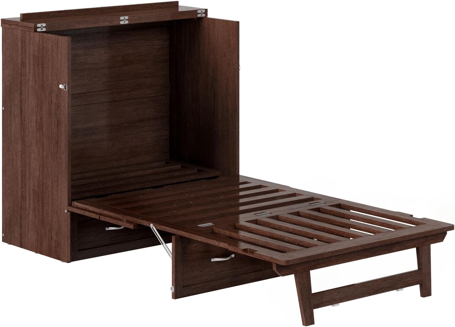 AFI, Northfield Murphy Bed Chest Twin XL with 6' Mattress, Storage Drawer & Built-in USB Charger, Burnt Amber