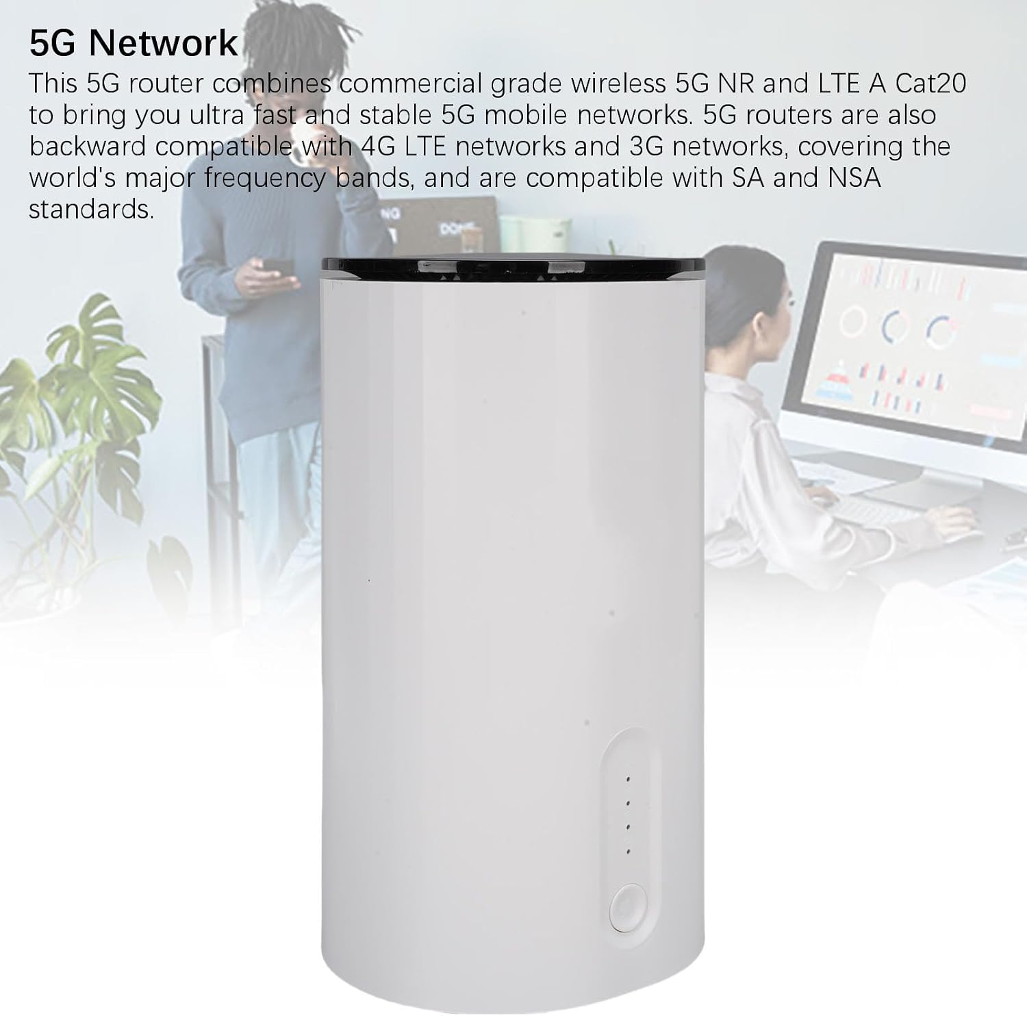 Sanpyl Dual Band WiFi 6 Router - High Speed NR NSA SA 5G CPE Router with 2 SIM Card Slots & 2.5G WAN/LAN, 50+ User Sharing, for Home Indoor (US Plug)